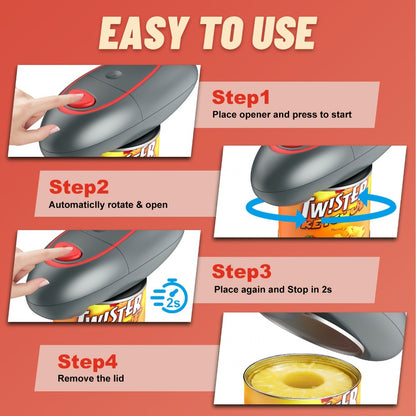 Electric Can Opener One-Touch Automatic – Smooth Edge Battery Operated Handheld Opener for All Can Sizes, Best Kitchen Gadget for Seniors, Arthritis & Weak Hands, Great Gift Idea