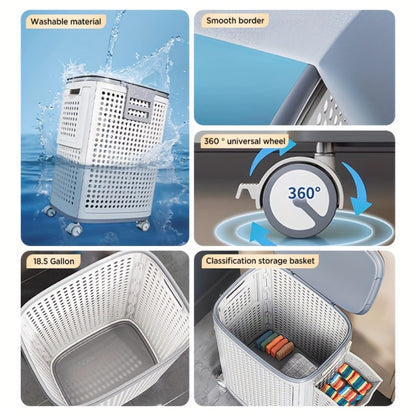 Wheeled Laundry Hamper Large Foldable with Dividers & Dust-Proof Lid – 360° Breathable Mesh Basket on Wheels, Reinforced Steel Base, Portable Clothes Organizer for Bedroom, Bathroom & Dorm