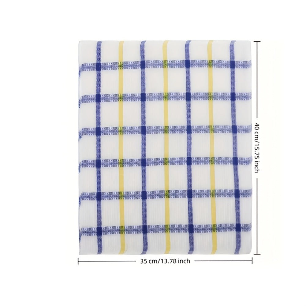 Kitchen Dish Cloths Set 12 Pcs – Super Absorbent Waffle Weave Dishwashing & Scrubbing Towels, Christmas Holiday Plaid Pattern, Assorted Colors, 12x12 Inch Reusable Cleaning Cloths