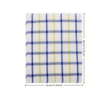 Kitchen Dish Cloths Set 12 Pcs – Super Absorbent Waffle Weave Dishwashing & Scrubbing Towels, Christmas Holiday Plaid Pattern, Assorted Colors, 12x12 Inch Reusable Cleaning Cloths