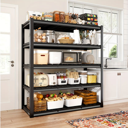 Heavy Duty 5 Tier Metal Shelving Unit Adjustable Up to 3000LBS for Garage Workshop Commercial Storage Rack No Bolt Easy Assembly Black