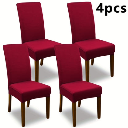 Stretch Dining Chair Covers Set | Elastic Jacquard Slipcovers for Dining Room Kitchen Wedding Office, 4pcs or 6pcs, 9 Colors, Washable Furniture Protector