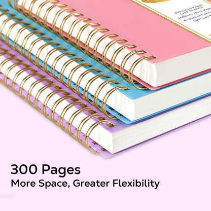Hardcover Spiral Notebook A5 Lined Journal 300 Pages 100GSM Thick Paper PVC Waterproof Cover College Ruled Note Pad for Women Men Office School 5.7x8.4 Inch