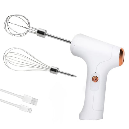 Electric Hand Mixer Cordless USB Rechargeable | 304 Stainless Steel Whisk 3-Speed Settings | Portable Handheld Mixer with 2 Detachable Whisks for Kitchen Baking Cake Cream