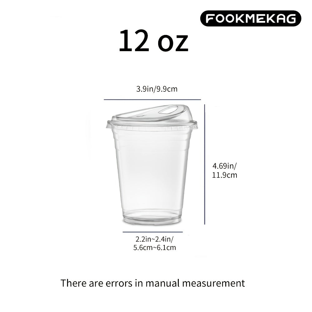 Disposable Clear PET Cups with Lids 50 Sets – Transparent Plastic Cups for Coffee Smoothies Cold Drinks Parties Picnics Travel, 16oz & 20oz