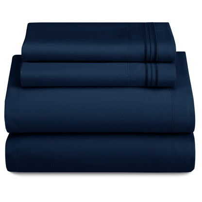 Bed Sheets Set 4-Piece Microfiber 1800 Series Deep Pocket Fitted Sheet Flat Sheet Pillowcases Soft Breathable Wrinkle Fade Resistant Twin Full Queen King Cal King 20 Colors