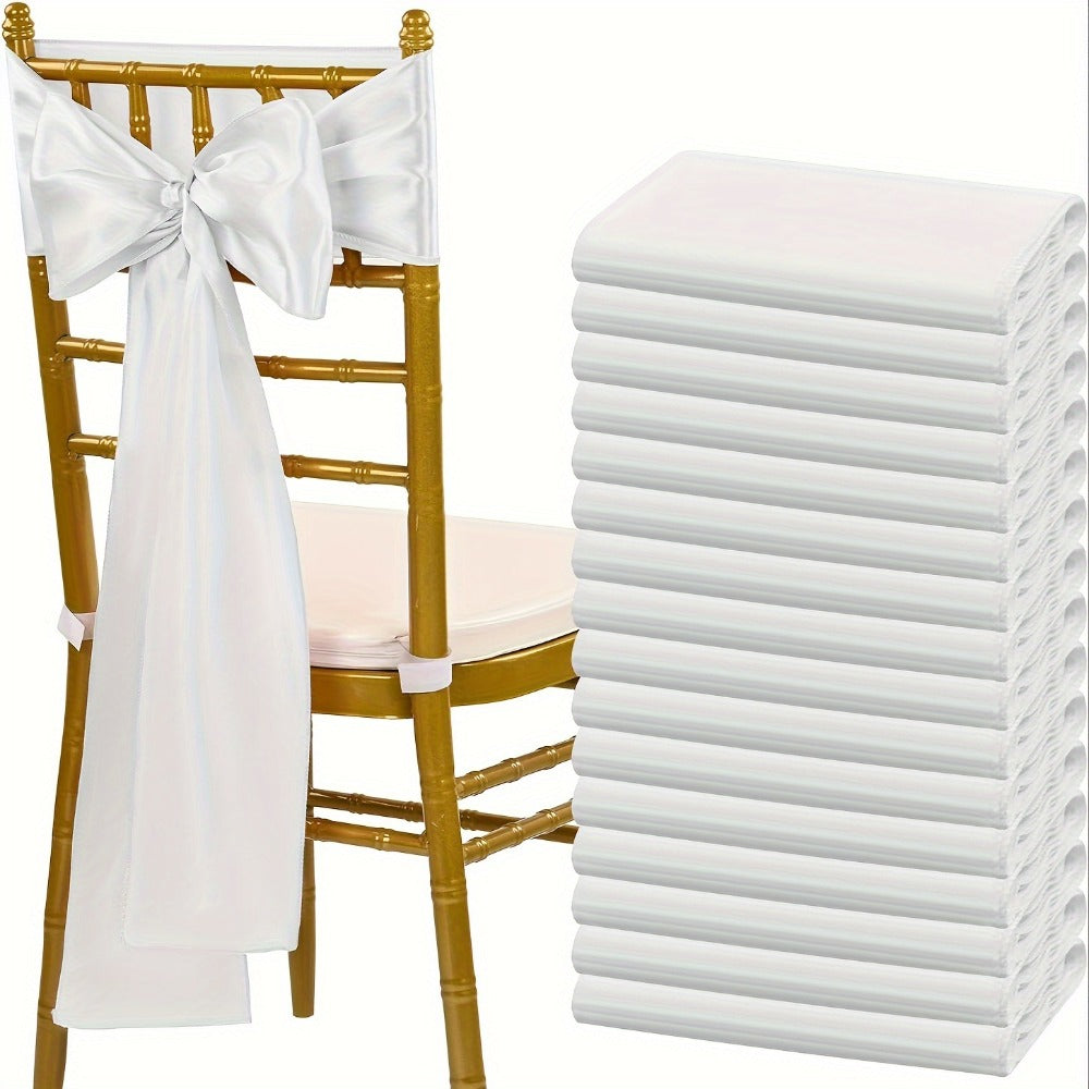 100pcs Satin Chair Sashes Bows for Wedding Banquet Party Event Decoration – 13 Colors, 18×275cm
