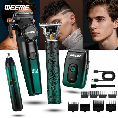 Men's Grooming Gift Box Set – Dragon & Phoenix Design, 2/4pcs Kit with Shaver, Hair Clipper, Nose Hair Remover & T9 Detail Trimmer for Shaving, Hair Cutting & Nose Hair Removal