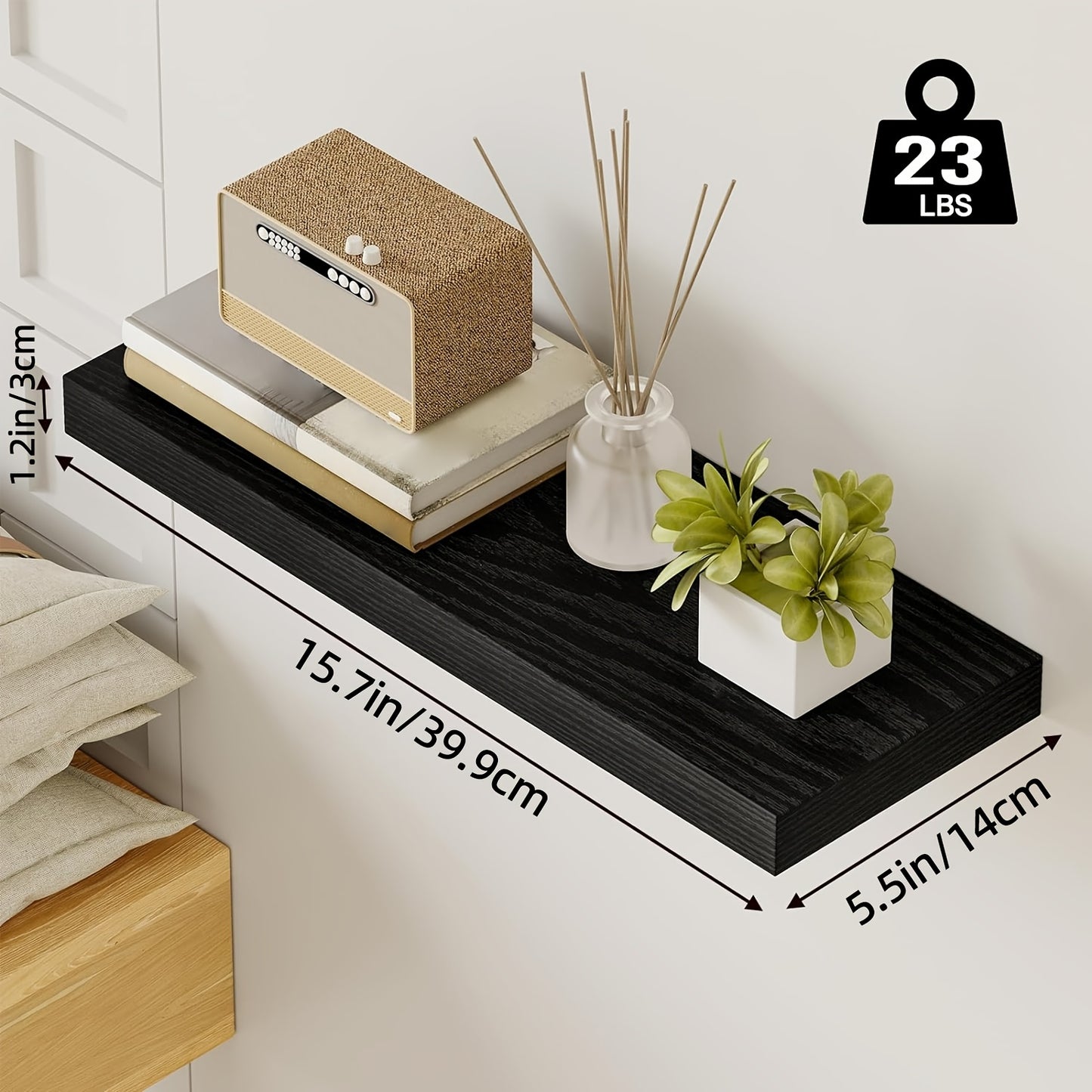 Floating Wall Shelves Set – Wooden Wall-Mounted Shelves for Living Room, Kitchen & Bathroom (2/4/6pcs, 15.7"/19.7"/22")