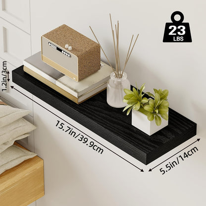 Floating Wall Shelves Set – Wooden Wall-Mounted Shelves for Living Room, Kitchen & Bathroom (2/4/6pcs, 15.7"/19.7"/22")