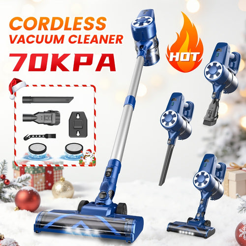 Cordless Vacuum Cleaner Stick Vacuum – MAX 70Kpa Suction, 45-Min Runtime, Anti-Tangle, 50.72oz Dust Cup, Rechargeable Wireless Vacuum for Hardwood Floor, Carpet & Pet Hair