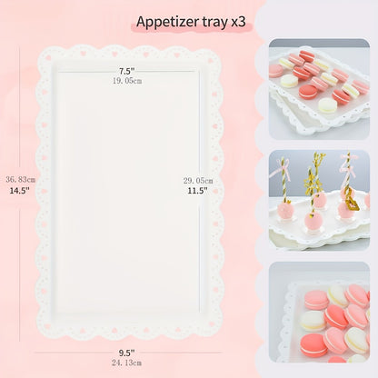 Tiered Cupcake Stand Set 10pcs - 3 Double Layer & 3 Triple Layer Dessert Stands + 4 Appetizer Trays for Birthday Wedding Party