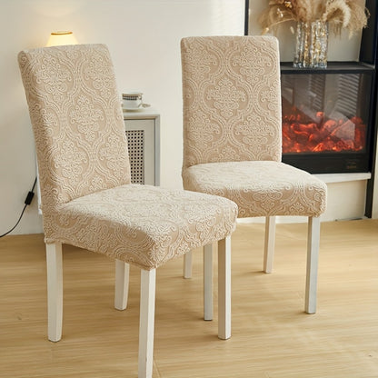 Dining Chair Covers Stretch Velvet Washable Removable Slipcovers Set of 4 or 6 for Kitchen Home Hotel Banquet — Elastic Band Silver Fox Velvet 200GSM