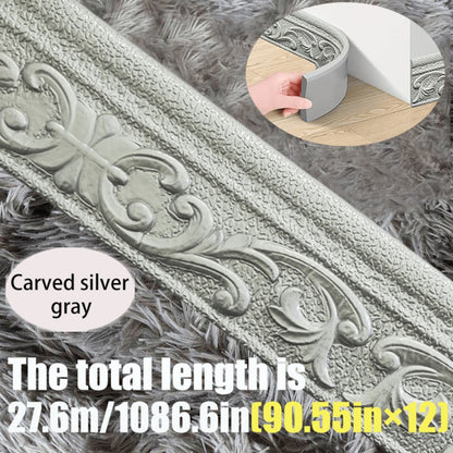 3D Self-Adhesive Foam Baseboard Wall Trim Sticker Waterproof Peel and Stick Carved Wallpaper Border Skirting for Home Decor White Silver Gray Copper Gold 4 8 12 Rolls