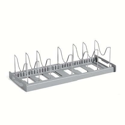 Pot Organizer Rack Adjustable Expandable Kitchen Cabinet Pots and Pans Organizer with Adjustable Dividers Easy Storage Organization for Kitchen Home White Gray