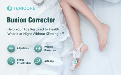 Bunion Corrector Big Toe Night Splint, Adjustable Hallux Valgus Brace with Knob & Heel Strap for Left & Right Foot, Toe Straightener for Men & Women – Relieves Bunion Pain & Corrects Toe Alignment (1pc)