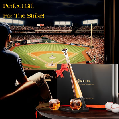 Baseball Bat Whiskey Decanter Set with 2 Glasses – 20oz Liquor Decanter Gift Set for Men, Dad, Boyfriend, Coach