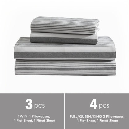 Bed Sheet Set Deep Pocket Soft Microfiber - Fitted Sheet Flat Sheet & Pillowcases Twin Full Queen King - Cooling Breathable Fade Resistant Sheets for Daily Use Dorms Guest Rooms