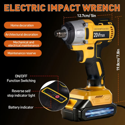Cordless Impact Wrench 1/2 Inch Brushless – 450N.m 259Ft-lbs High Torque Impact Gun, 3300RPM Variable Speed, 12 Sockets, Fast Charger & Dual Battery Options for Auto Repair & Home Use