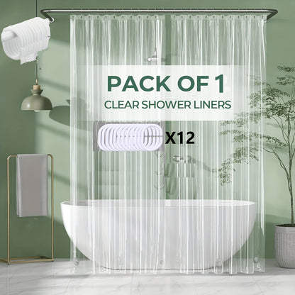 Clear Shower Curtain PEVA 8G Rust Proof Grommets 72x72 Inch - Premium Transparent Waterproof Modern Bathroom Curtain | Single or Set 2 | Easy Clean Smooth Surface | Bathroom Accessories Home Decor