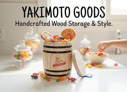 Wooden Barrel Storage Jar with Lid – Rustic Mini Desktop Organizer for Coffee Beans, Sugar, Candy, Keys, Coins & Jewelry | Vintage Handcrafted Trinket Box | Retro Home Office Decor Gift