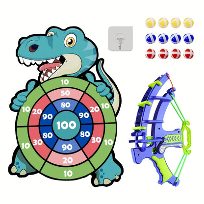 Dinosaur Sticky Target Ball Set with Blue Bow – Multiple Game Modes, Party Favor for Kids, Safe & Durable Fun Toy Gift for Her & Him