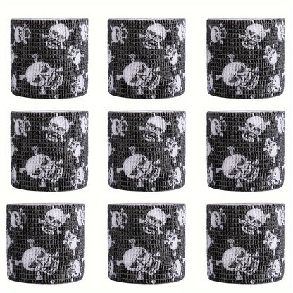 Tattoo Kit 9pcs Skull & Camouflage Temporary Tattoo Stencil Set – Body Art Accessories for Adults & Kids, No Batteries Needed