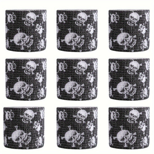 Tattoo Kit 9pcs Skull & Camouflage Temporary Tattoo Stencil Set – Body Art Accessories for Adults & Kids, No Batteries Needed