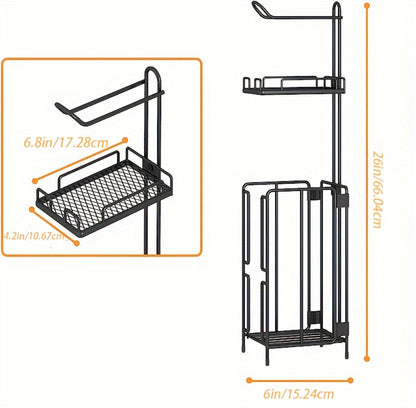 Freestanding Toilet Paper Holder Stainless Steel Stand with 3 Extra Roll Storage Modern Bathroom Organizer