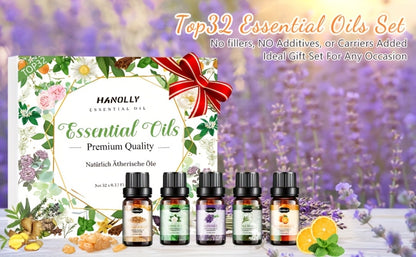 Essential Oils Set 12 26 32 48 Pcs Aromatherapy Gift Kit Lavender Eucalyptus Tea Tree Peppermint for Diffuser Humidifier Candle Soap Making Birthday Holiday Gift