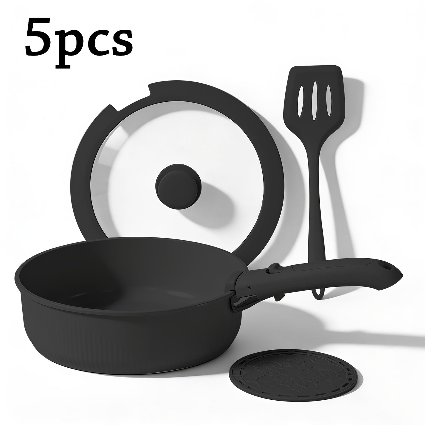 Nonstick Cookware Set 5/7/24 Piece Induction Ready with Detachable Handles – Stackable Pots & Pans Set Includes Skillet Frying Pan Soup Pot Steak Pan for Home RV Kitchen, Multiple Colors