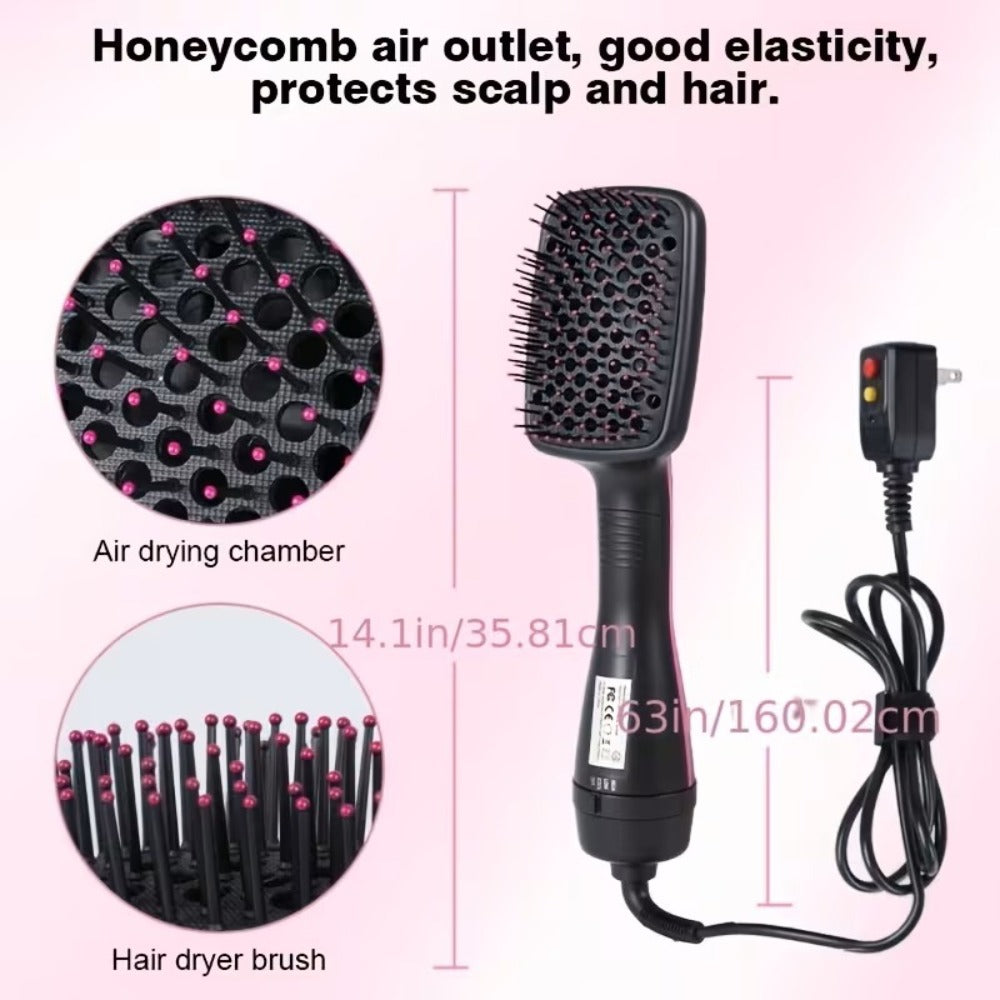 3-in-1 Hot Air Brush Hair Dryer Straightener Comb | Ionic Blow Dryer Brush with Negative Ion Frizz Control, Anti-Scald, Wet & Dry Use – Salon Styler for All Hair Types, 110V