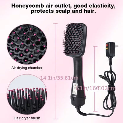 3-in-1 Hot Air Brush Hair Dryer Straightener Comb | Ionic Blow Dryer Brush with Negative Ion Frizz Control, Anti-Scald, Wet & Dry Use – Salon Styler for All Hair Types, 110V