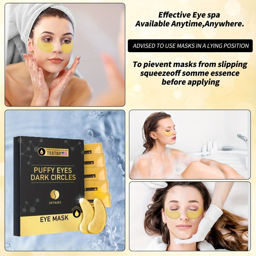 Under Eye Patches 24 Pairs Gold Collagen Eye Masks – Reduces Dark Circles, Puffiness & Fine Lines, Hydrating Under Eye Mask for Rejuvenated, Youthful Skin
