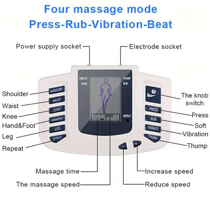 TENS EMS Machine Dual Channel Muscle Stimulator 4 Electrodes 10 Modes 8 Intensity Levels for Back Shoulder Knee Pain Relief Relaxation Exercise Gift