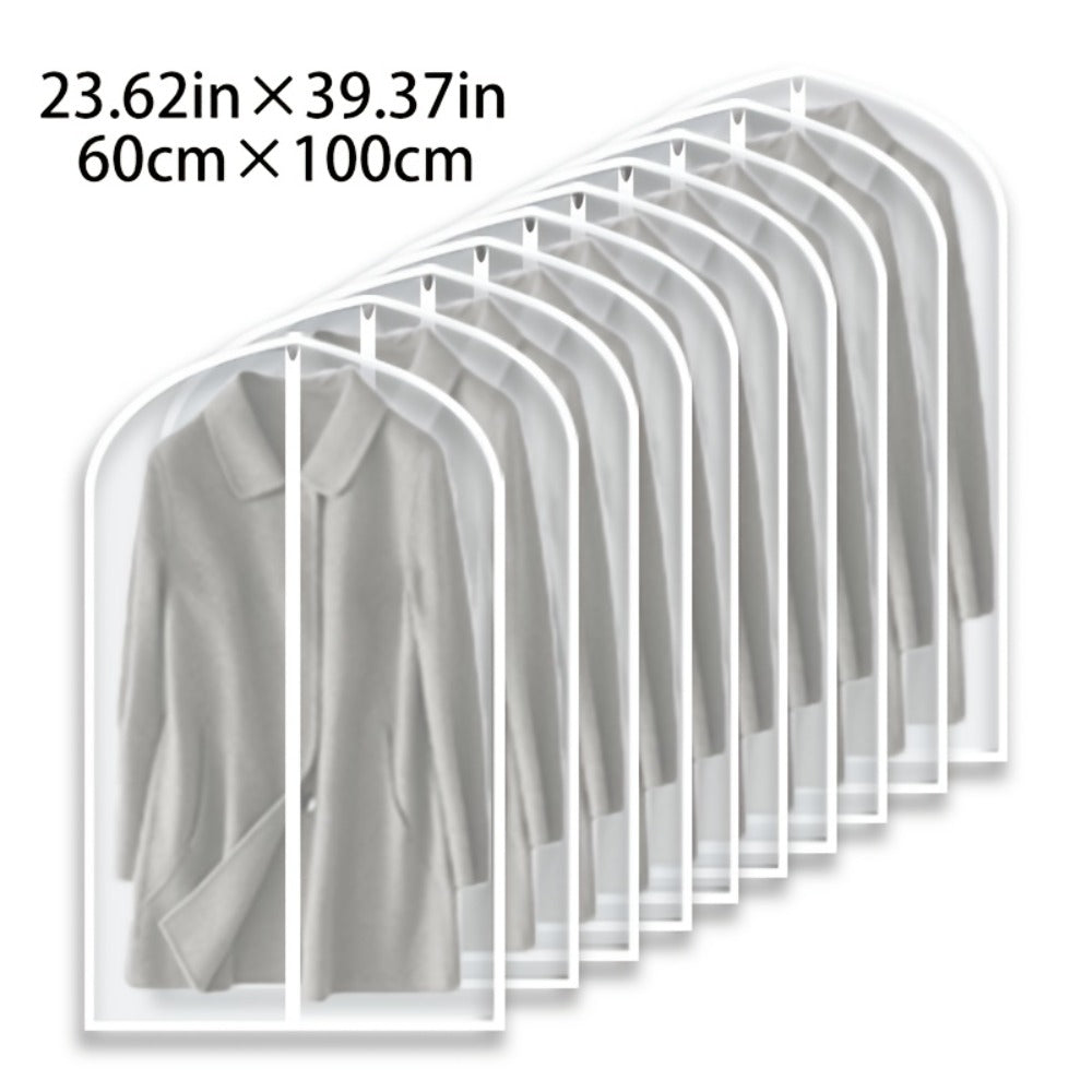 Garment Bags 10 Pack Waterproof Transparent – Hanging Clothes Storage Bags with Full Zipper for Wardrobe, Travel & Closet Organization – Dustproof Clear Clothing Bags in M / L / XL / XXL