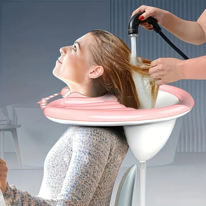 Inflatable Shampoo Basin for Bedridden Elderly - 4pcs Portable Hair Washing Basin with Air Pump & Drainage, Foldable Bed Shampoo Bowl for Seniors, Disabled, Pregnant Women, Injured Patients (Model A1)