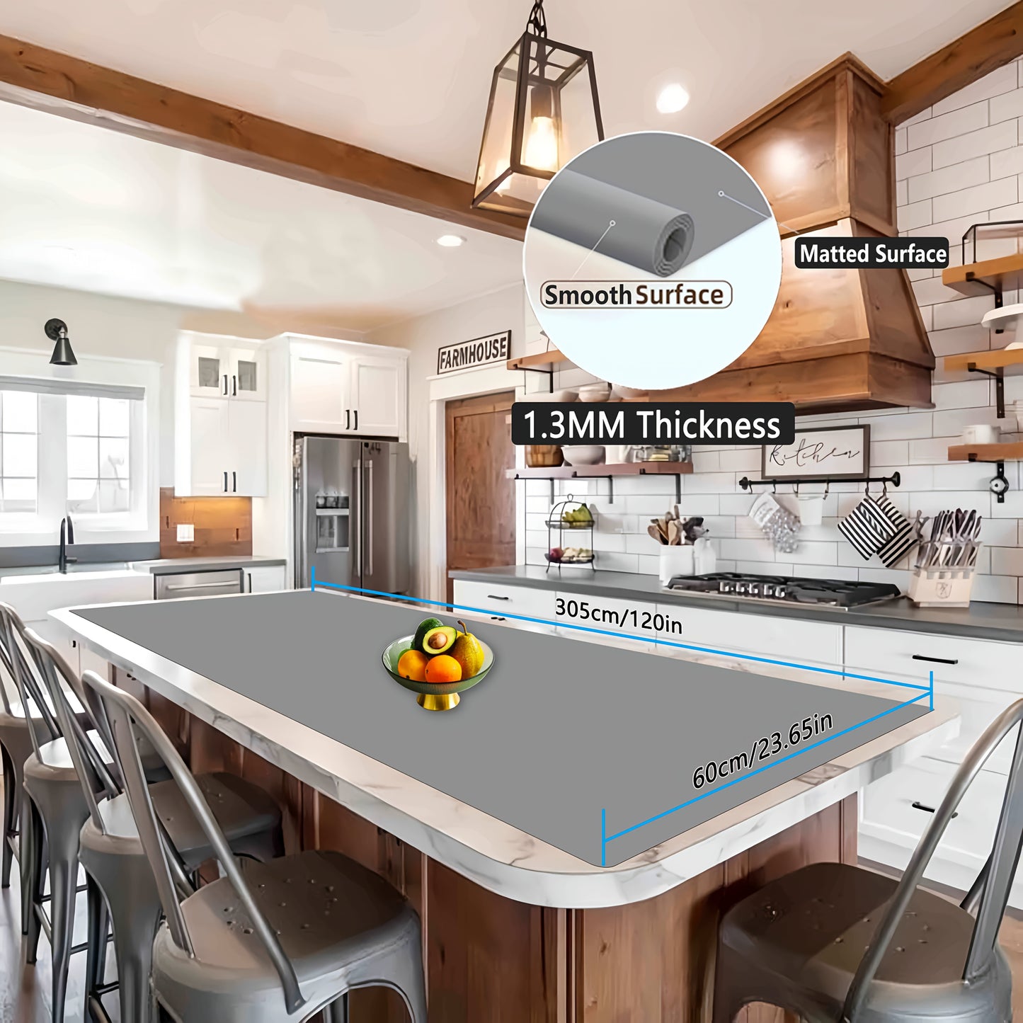Extra Large Silicone Mat for Kitchen Counter – Nonslip Heat Resistant Countertop Protector, Nonstick Waterproof Craft Mat & Placemat, Multiple Sizes & Colors