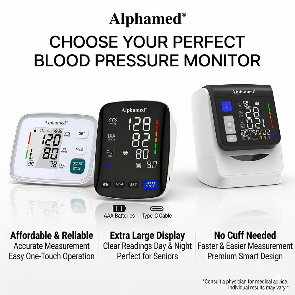 Blood Pressure Monitor Upper Arm - Automatic Digital BP Machine, Large Display, 2-4 User Memory 199 Readings, 8.7-17" Cuff, Home Blood Pressure Meter with Irregular Heartbeat Detection, 3 Models