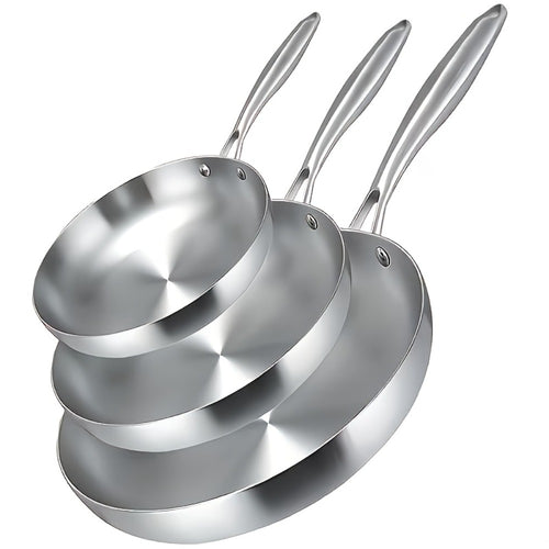 304 Stainless Steel Frying Pan 11 Inch Triply Base – Ergonomic Handle Even Heat Distribution Dishwasher Safe | Induction Compatible Professional Restaurant Grade Skillet 26cm Kitchen Cookware