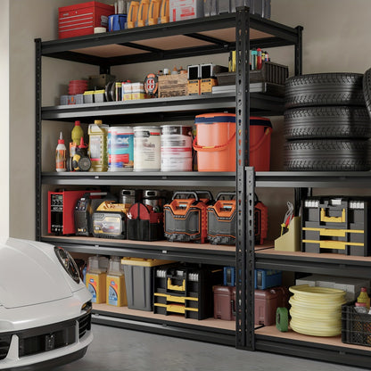 Heavy Duty Garage Shelving 5-Tier Metal Storage Shelves 3020LBS Capacity Adjustable Steel Shelf Unit for Garage Basement Warehouse Easy Assembly Black Silver