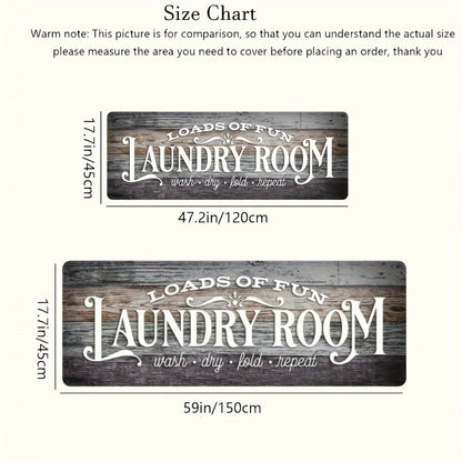 Non-Slip Laundry Room Mat Wood Grain Design - Heavy Duty Washable Rubber Backing Carpet | Rustic Dark Brown & Gray Kitchen Bathroom Rug | Durable Easy Clean Home Floor Mat in 2 Sizes