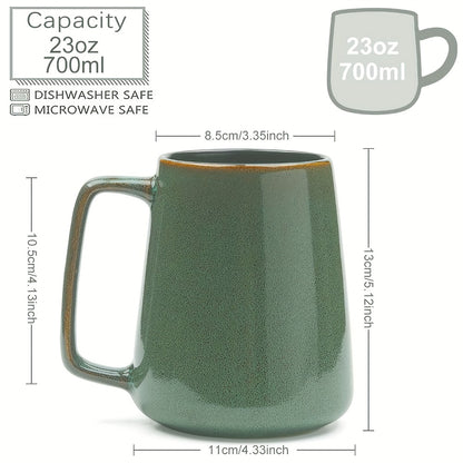 Large Ceramic Coffee Mug 24oz with Big Handle – Microwave & Dishwasher Safe Extra Large Tea Cup | Colorful Conical Mug for Office Home Travel Gift in Green Pink Violet Blue