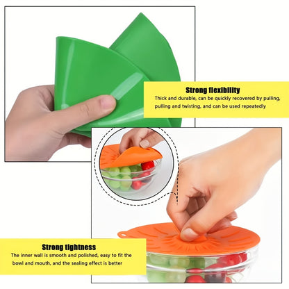 Silicone Food Lids 7 Pack 5 Sizes Reusable Stretch Lids for Bowls Cups Pots Pans – BPA Free Microwave Splatter Cover Airtight Leakproof Food Storage Lids Dishwasher Freezer Safe