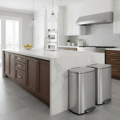 Stainless Steel Trash Can with Pedal & Removable Inner Bucket Fingerprint-Proof Kitchen Garbage Can with Hinged Lid – 5L / 30L / 50L / 13 Gallon for Kitchen, Home & Office
