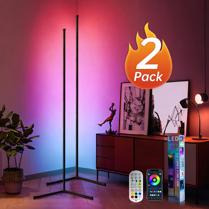 RGB Smart Floor Lamp 56 Inch – 16 Million DIY Color Changing with App & Remote Control, Music Sync, 4 Modes, USB Powered for Game Room, Christmas & Halloween Decor (1, 2 or 4 Pack)