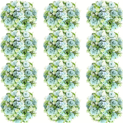 Artificial Peony Flowers 12 Bundles - Faux Peony & Hydrangea Bouquet for Wedding Centerpiece, Table Floral Arrangement, Vase Decor, Home & Holiday Decoration (Blue White, Pink, Purple, White, Green)