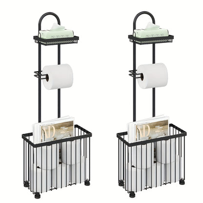 Toilet Paper Holder Freestanding with 6 Roll Storage Durable Steel Oil Rubbed Bronze Bathroom Organizer Space Saving No Installation Required
