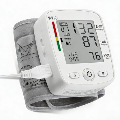 Wrist Blood Pressure Monitor Rechargeable - Digital BP Monitor with Large LCD, Voice Broadcast, 2×99 Memory & USB Charging, Portable Wrist Cuff for Home & Travel, Optional Bundle with Pulse Oximeter