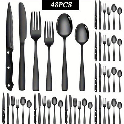 Stainless Steel Flatware Set, Mirror-Polished Cutlery Set for Home & Hotel, Gift Box Included, Dishwasher Safe Silverware for Parties, Weddings & Banquets